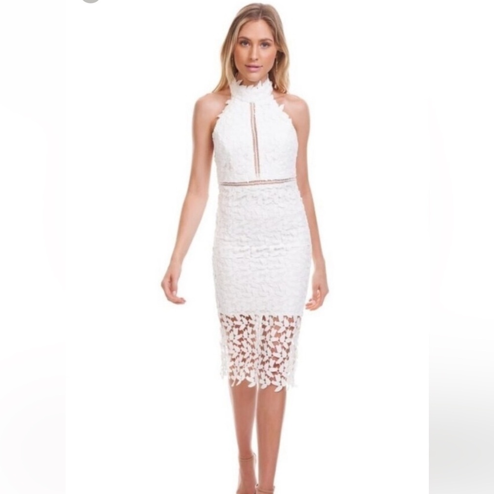 Bardot White Lace Midi Dress